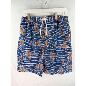 Polo Sport Ralph Lauren Mens Blue Surfer Wave Print Swim Trunks Size M Vintage